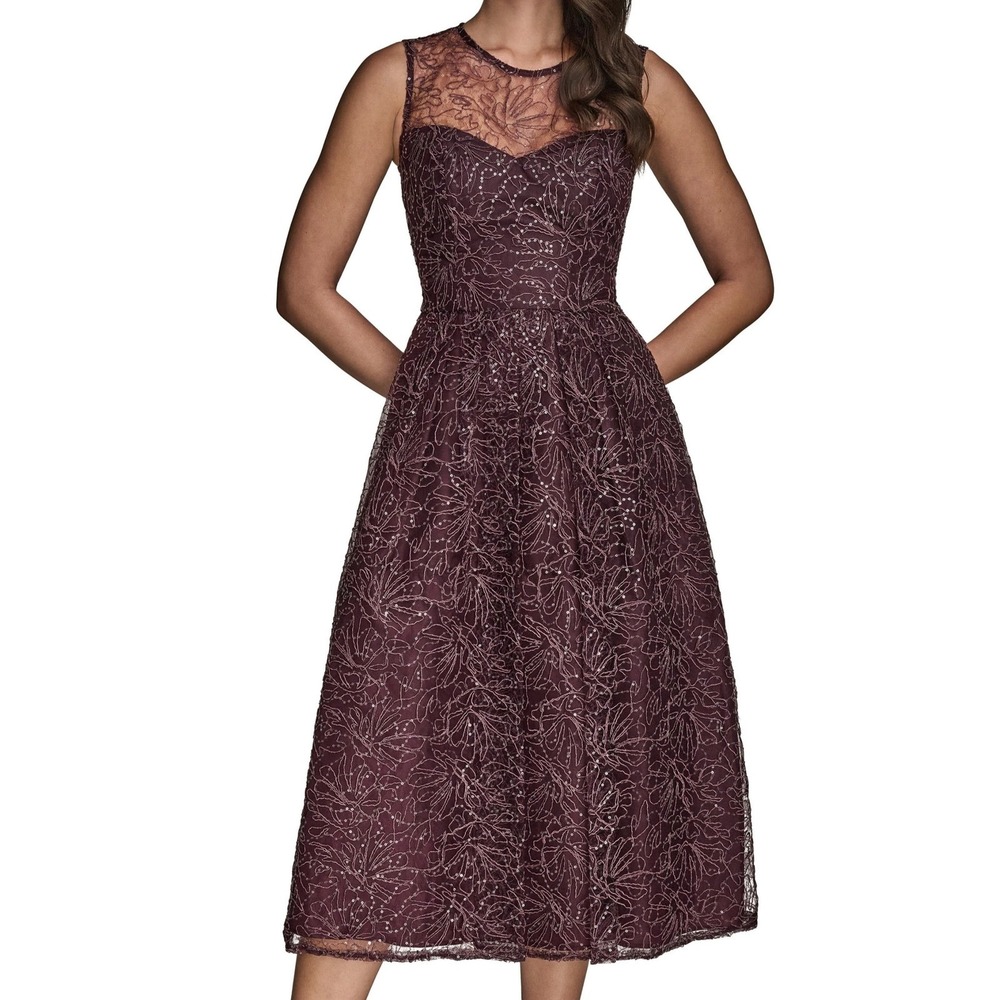 Donna Karan New York Sleeveless Sequin Plum Cocktail Dress Womens Size 6 NWT